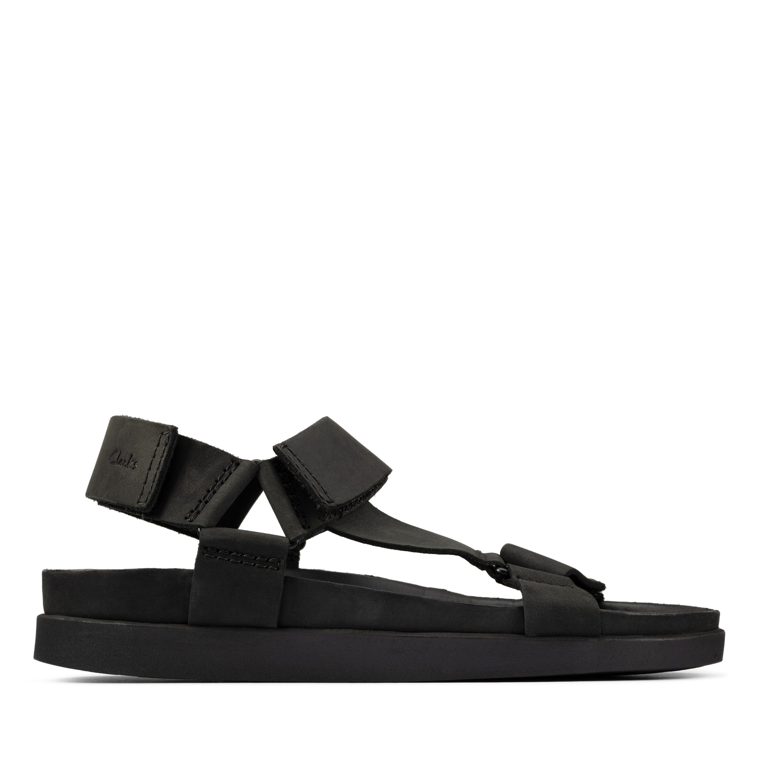 Clarks ανδρικό δερμάτινο ανατομικό πέδιλο σε μαύρο δέρμα Sunder Range Black Nubuck 26158319 - Image 4