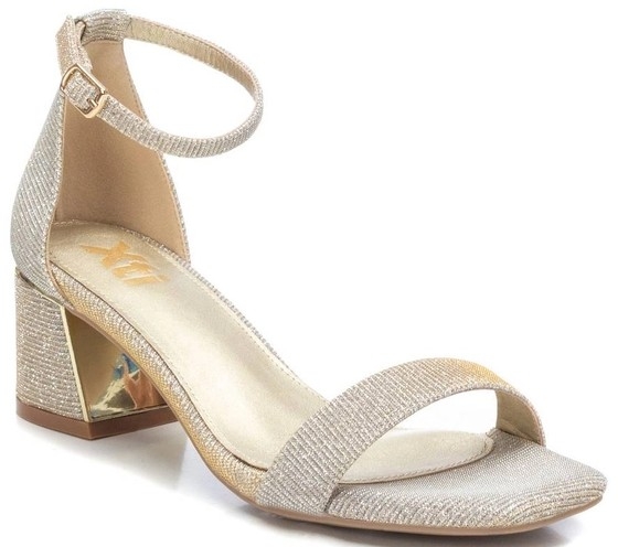 Xti Γυναικείο πέδιλο γκλίτερ με χαμηλό τακούνι χρυσό 141259 Plata