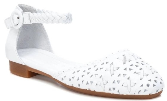 Carmela Μπαλαρίνες δερμάτινες με διάτρητο σχέδιο χρυσό 160671 Piel Blanco