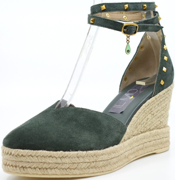 Komis & Komis γυναικεία εσπαντρίγια με πλατφόρμα τακούνι χακί δέρμα  Α 103 Khaki