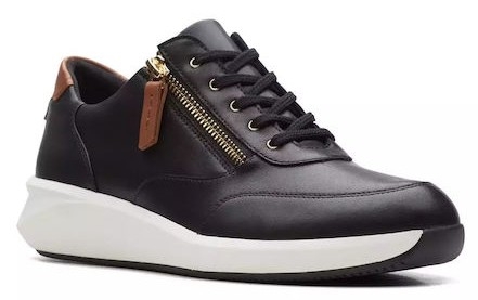 Clarks γυναικείο sneaker ανατομικό δέρμα μαύρο Un Rio Zip Black 261680184