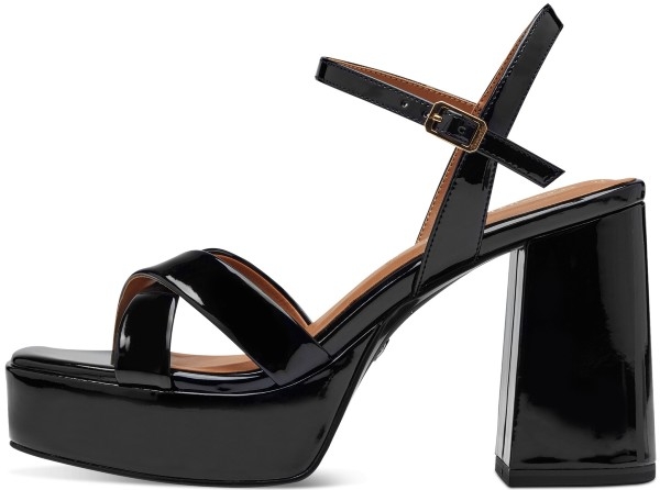 Tamaris γυναικείο ψηλό πέδιλο με χοντρό τακούνι και φιάπα σε μαύρο χρώμα 1-28051-42 001 Black