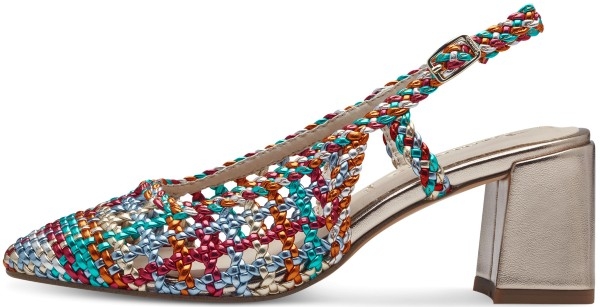 Tamaris γυναικείο mule ψάθα πολύχρωμο με χοντρό χαμηλό τακούνι 1-29614-42 902 Multicolor