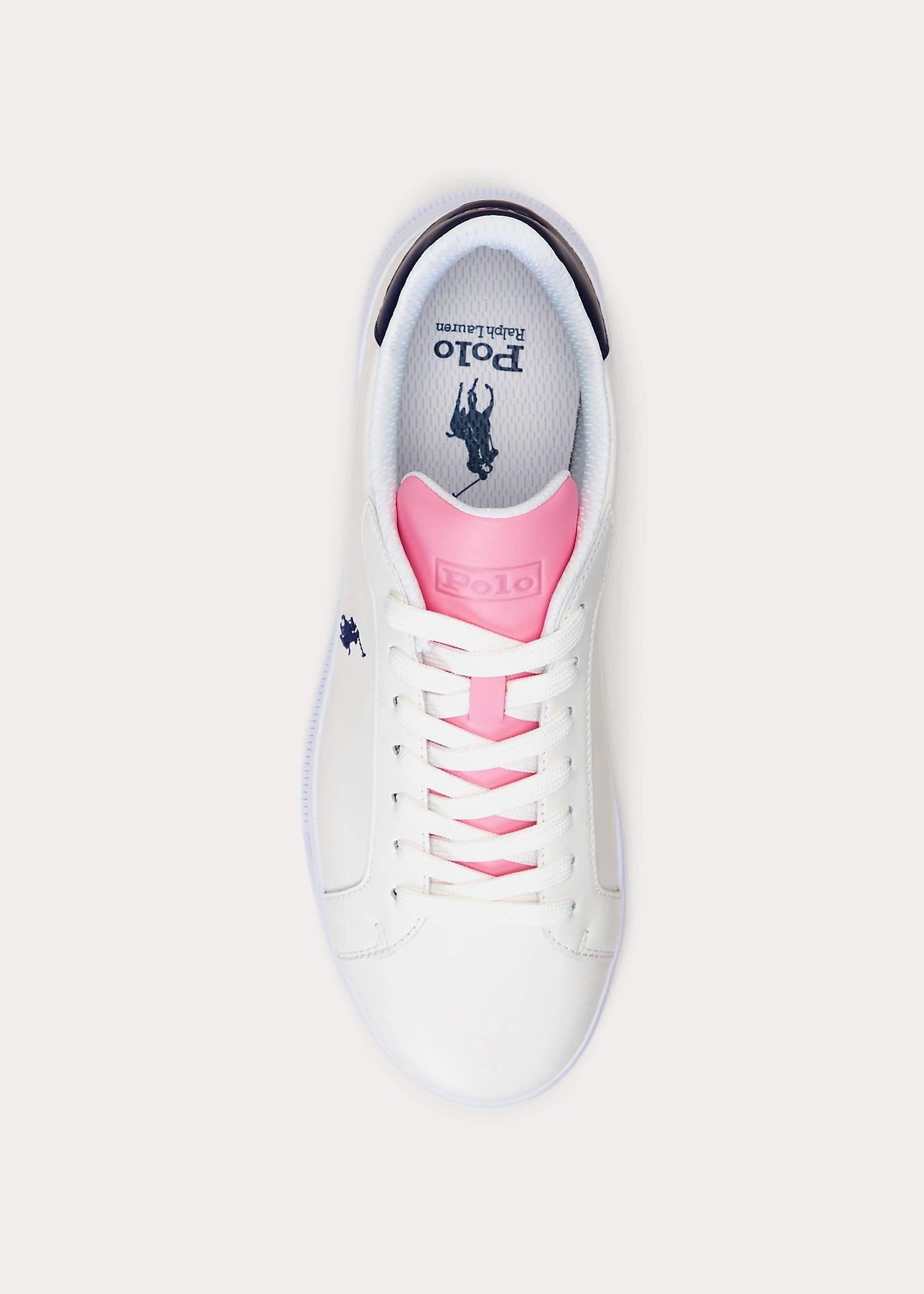 Polo ralph lauren γυναικείο sneaker δέρμα λευκό με ροζ HRT CRT II-SK-LTL WHT/ΝVY/PN 80993126001 - Image 3
