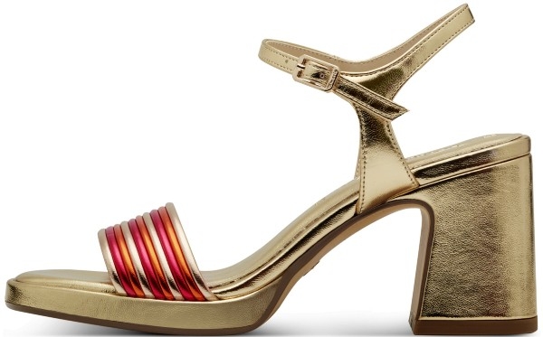 Tamaris γυναικείο πέδιλο με χοντρό τακούνι σε χρυσό χρώμα vegan leather 1-28368-42 990 Gold Comb