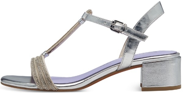 Marco Tozzi γυναικείο πέδιλο με χαμηλό τακούνι στρας νυφικό σε ασημί χρώμα 2-28233-42 948 Silver Comb