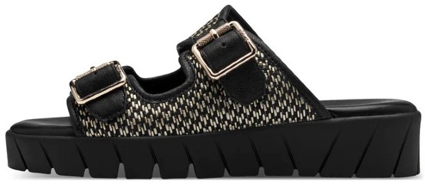 S. Oliver γυναικεία παντόφλα σανδάλι με δύο τοκάδες σε μαύρο χρώμα ανατομική 5-27209-42 098 Black Comb