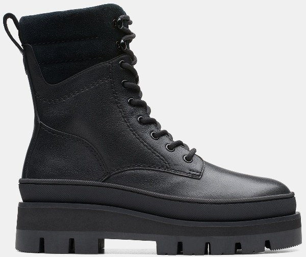 Clarks γυναικείο ανατομικό αρβυλάκι δέρμα με κορδόνι μαύρο Orianna 2 Hike 261788804 black leather
