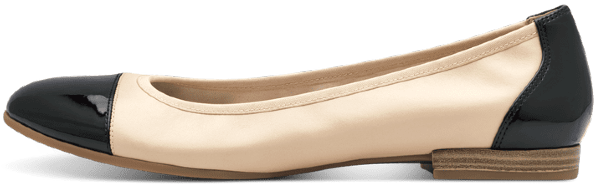 Tamaris γυναικεία μπαλαρίνα δερμάτινη σε μπεζ χρώμα με μαύρη λεπτομέρεια 1-22124-24-271 Nude Comb