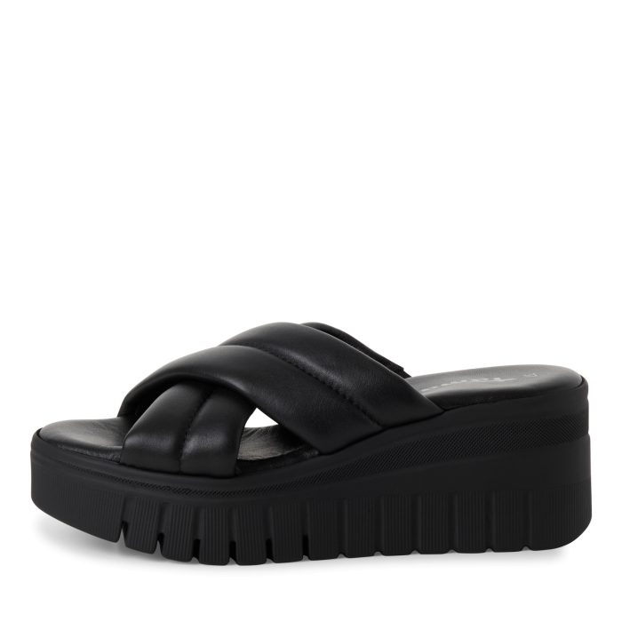 Tamaris γυναικείο flatform πλατφόρμα δερμάτινη σε μαύρο χρώμα 1-27210-24-003 Black Leather