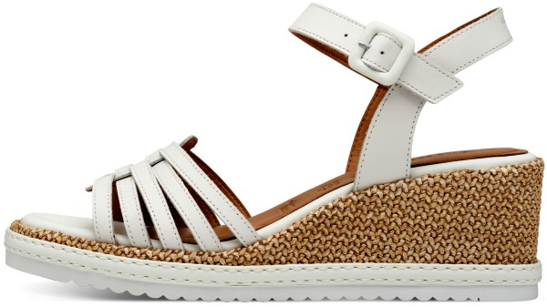 Tamaris γυναικεία πλατφόρμα πέδιλο δερμάτινη σε λευκό χρώμα 1-28332-24-100 White