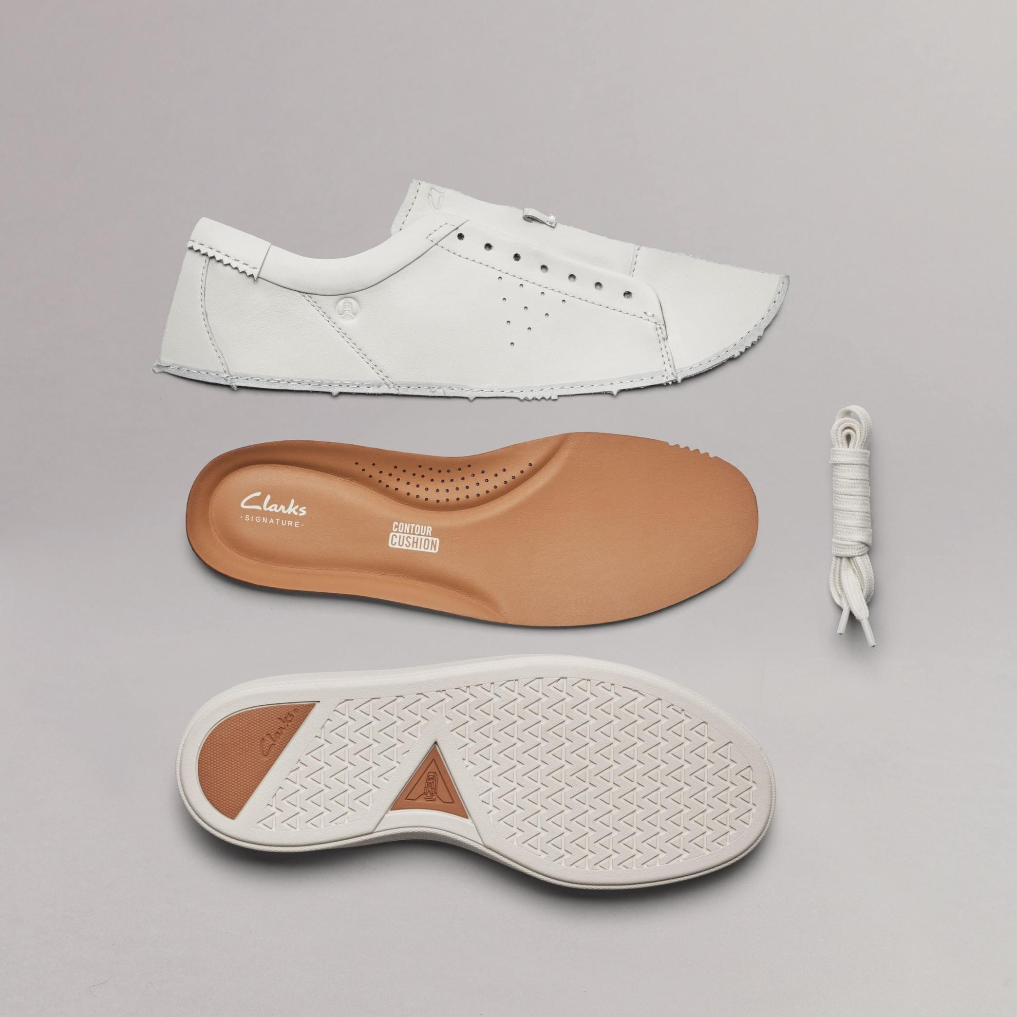 Clarks ανδρικό δερμάτινο sneaker ανατομικό σε λευκό χρώμα Craft Swift 26176134 White leather - Image 7