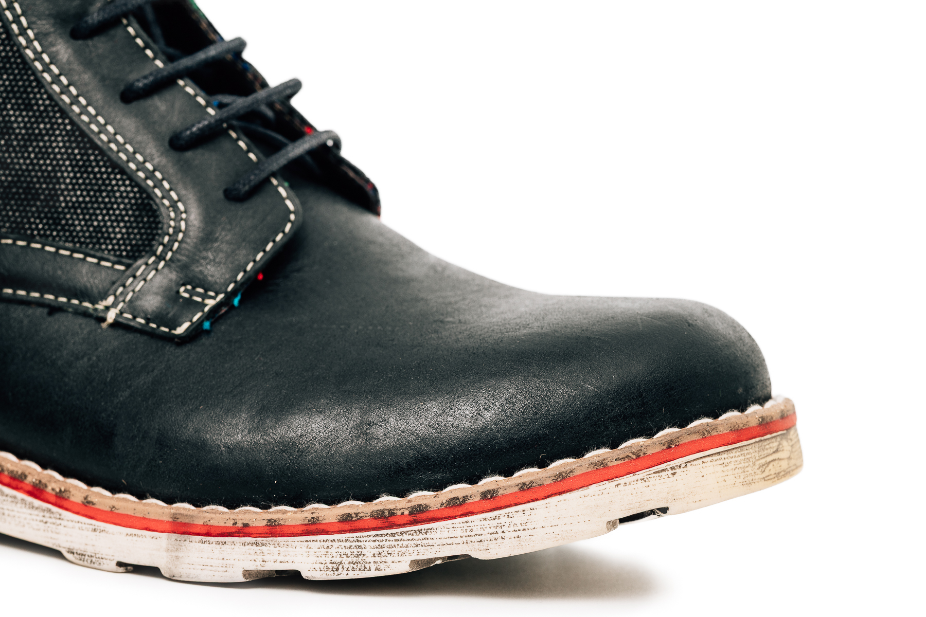 Robinson Ανδρικό μποτάκι μαύρο/γκρι δέρμα/τζιν μέσα καρό - Image 3