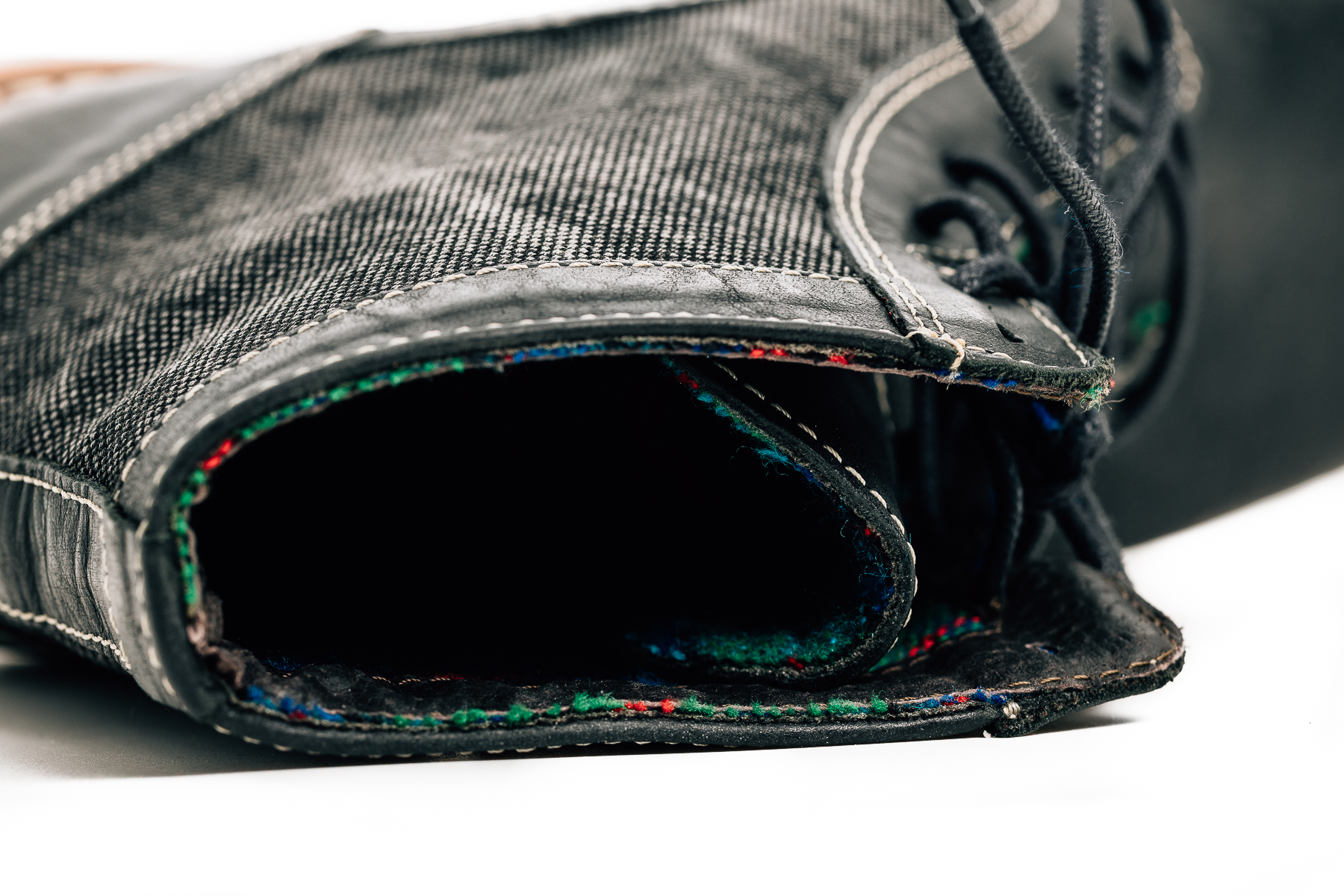 Robinson Ανδρικό μποτάκι μαύρο/γκρι δέρμα/τζιν μέσα καρό - Image 6