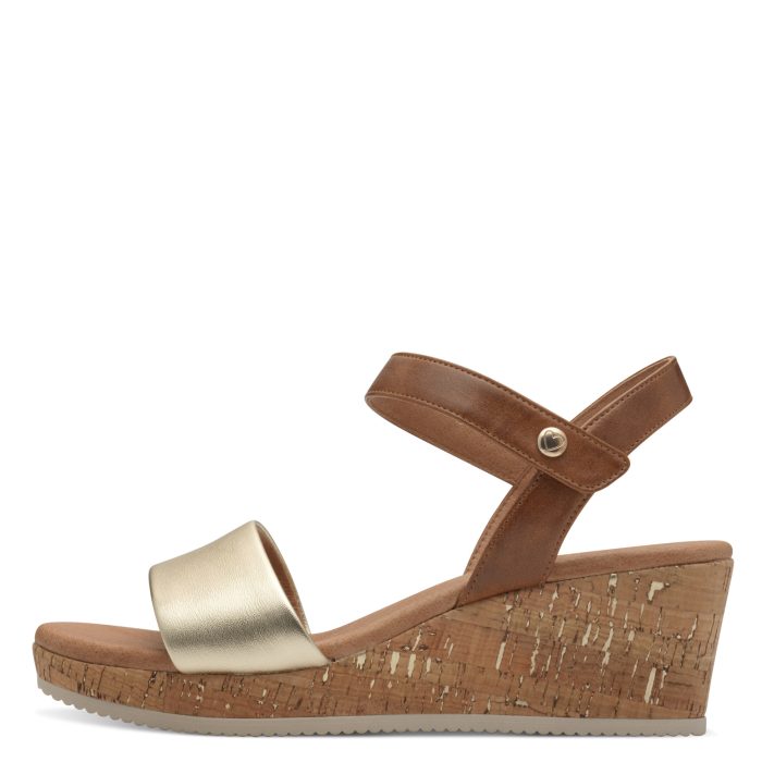 Marco Tozzi Δερμάτινο Γυναικείο Πέδιλο Gold Comb (2-28326-44-943)