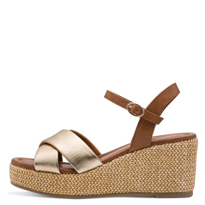 Marco Tozzi Δερμάτινο Γυναικείο Πέδιλο Gold Comb (2-28397-42-943)