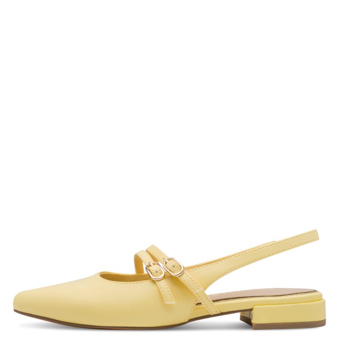 Marco Tozzi Δερμάτινο Γυναικείο Slingback Πέδιλο Limoncello (2-29409-44-609)