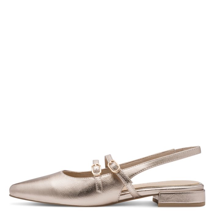 Marco Tozzi Δερμάτινο Γυναικείο Slingback Πέδιλο Platinum (2-29409-44-957)