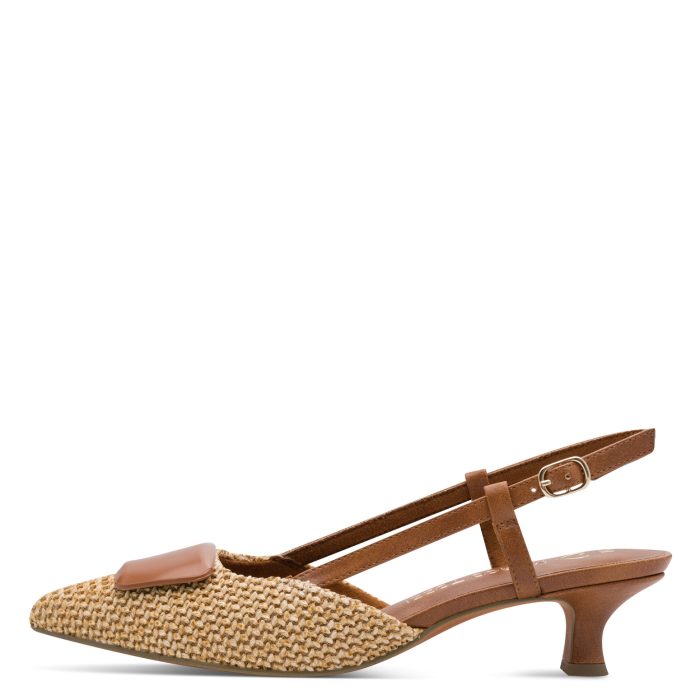 Marco Tozzi Δερμάτινο Γυναικείο Slingback Πέδιλο Cognac Comb (2-29503-44-392)