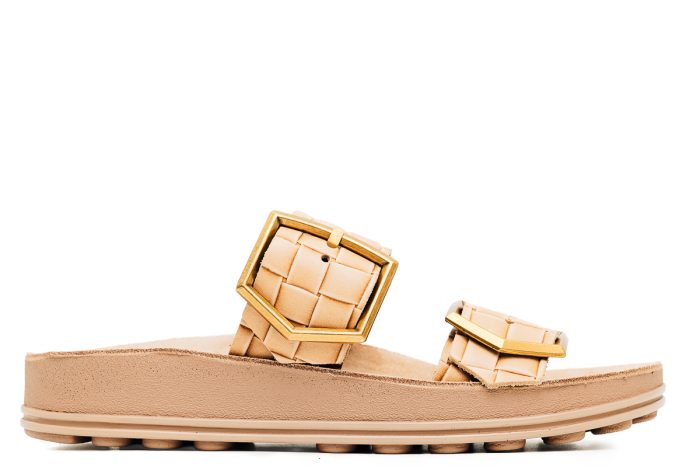 Fantasy Sandals Δερμάτινη Γυναικεία Παντόφλα Taylor Smoke Leather Raffia (S331)