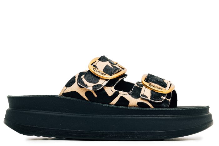 Fantasy Sandals Δερμάτινη Γυναικεία Παντόφλα Zefi Animal Skin (S1100)