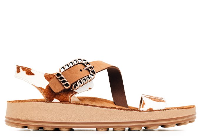 Fantasy Sandals Δερμάτινο Γυναικείο Σανδάλι Rallista Cacao Cow (S366)