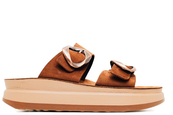 Fantasy Sandals Δερμάτινη Γυναικεία Παντόφλα Abeba Cacao (S1121)
