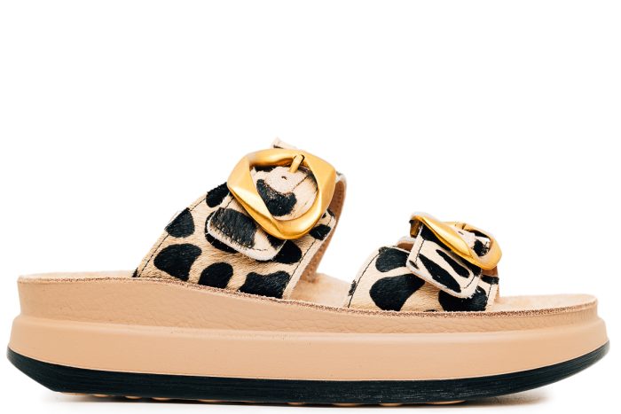 Fantasy Sandals Δερμάτινη Γυναικεία Παντόφλα Abeba Giraffe Skin (S1121)