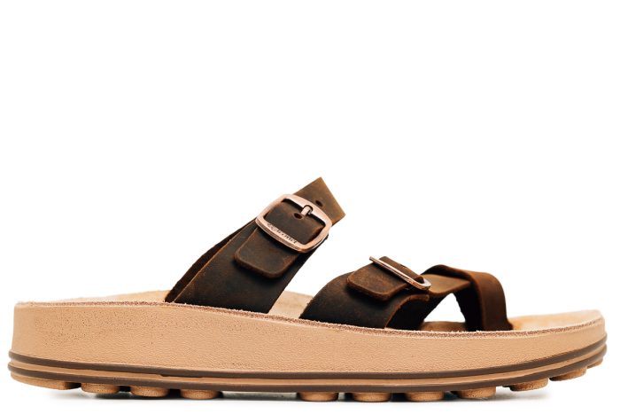 Fantasy Sandals Δερμάτινη Γυναικεία Παντόφλα Caterina Taupe New (S346)