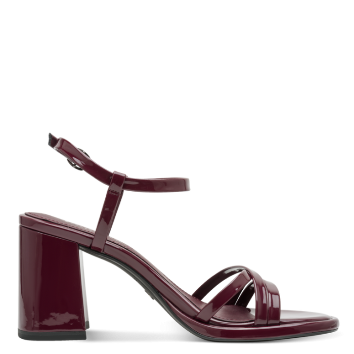 Tamaris γυναικείο πέδιλο block heel μπορντό 1-28328-46-568 MERLOT PATENT