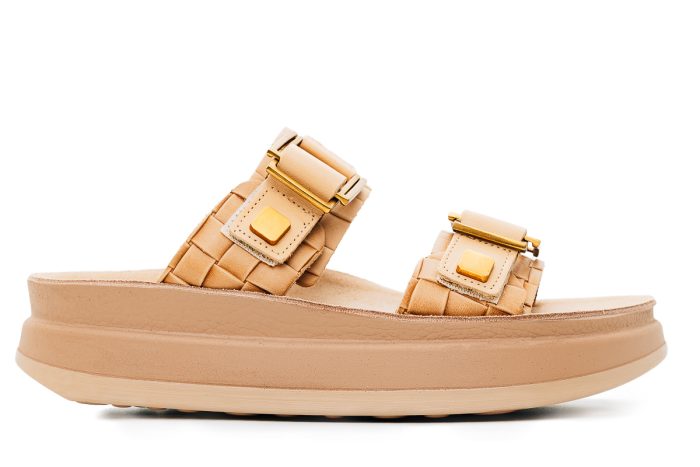 Fantasy Sandals Δερμάτινη Γυναικείο Παντόφλα S1112 Adelita Smoke Leather Raffia