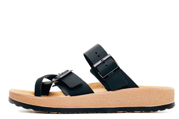 Fantasy Sandals Δερμάτινη Ανδρική Παντόφλα S005 Aris Black