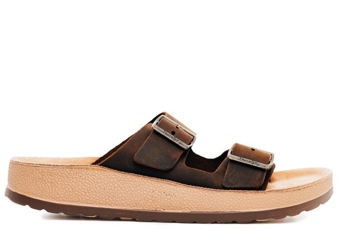 Fantasy Sandals Δερμάτινη Ανδρική Παντόφλα S001 Leonidas Taupe