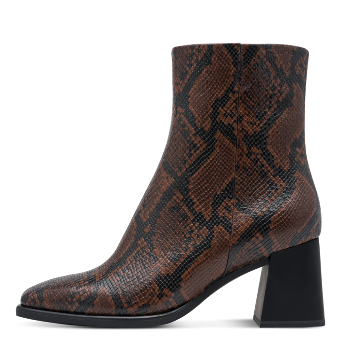 Tamaris Δερμάτινο Γυναικείο Μποτάκι Mocca Snake (1-25393-47-35Z)
