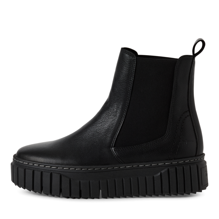 Tamaris Δερμάτινη Γυναικεία Μποτάκια Black Leather (1-25445-45-003)